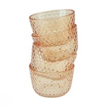 Artikel Teelichthalter Glas Windlicht Retro Orange Ø8cm H5cm 4St