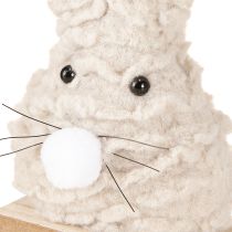 Artikel Deko-Osterhase aus Plüsch – Flauschige Osterdeko in Beige & Weiß auf Holzsockel H18cm 2 St