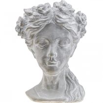 Artikel Pflanzkopf Beton Übertopf Frauenkopf Weiß gewaschen H34cm