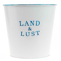 Artikel Blumentopf groß Weiß, Blau Metalldeko Übertopf Ø22×H21cm