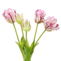 Artikel Tulpen künstlich Papageientulpen Lila Strauß mit 5 Blüten 40cm