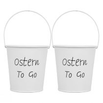 Artikel Übertopf Ostern Blumentopf Metall Eimer Weiß 10,5cm 3 St