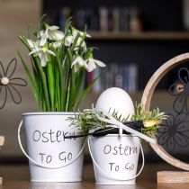 Artikel Übertopf Ostern Mini Blumentopf Metall Eimer Weiß 7cm 6 St