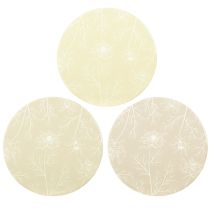 Artikel Untersetzer Tisch Deko Blumen Beige Braun Ø20cm 3 St
