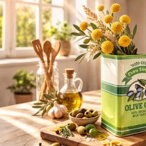 Artikel Olivenöl Vase Keramik Ideal für Küchendeko und mediterranen Tisch 18cm