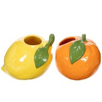 Artikel Zitrusvase Orange und Zitrone als extravagantes Wohnaccessoire Sommerdeko 10cm 2St