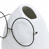 Artikel Vase mit Brille Osterdeko Keramik Weiß Ø8,5cm H13cm 3 St
