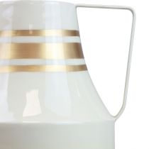 Artikel Vase Metall Henkel Deko Kanne Grau/Creme/Gold Ø17cm H23cm
