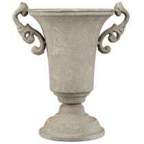 Artikel Vintage Pokal Grau Metall Pokal mit Henkel H22,5cm