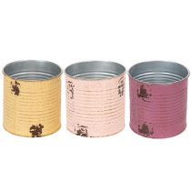 Artikel Blumentopf Dose Vintage Look mit Schriftzug zur Dekoration im Innenbereich 11cm 3St