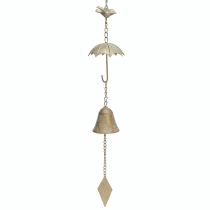 Artikel Vintage Windspiel Metall Deko mit Schirm und Glocke 70cm