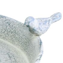 Artikel Vogeltränke Metall Deko Herz Weiß Blau Hängend Ø21,5cm