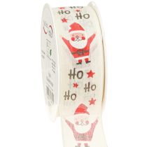 Artikel Weihnachtsband mit Santa Baumwollband Creme 40mm 15m