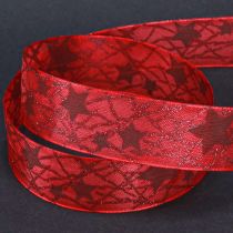 Artikel Weihnachtsband mit Sternen Rot und Dunkelrot 25mm 18m