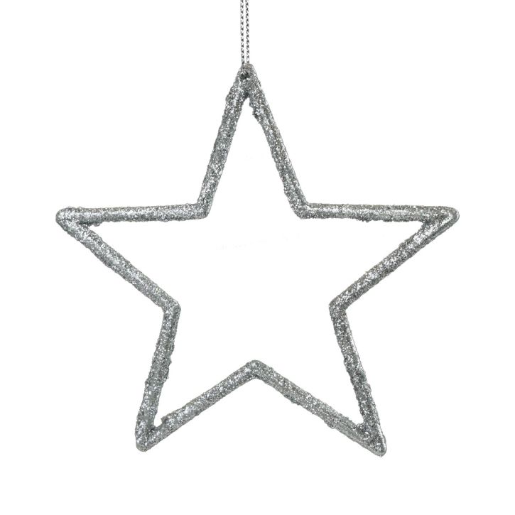 Artikel Weihnachtsdeko Stern Anhänger Silbern Glitter 12cm 12 St