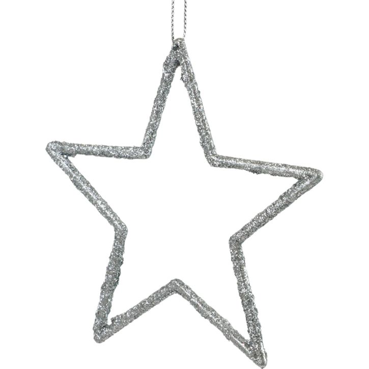 Artikel Weihnachtsdeko Stern Anhänger Silbern Glitter 12cm 12 St