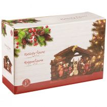 Artikel Weihnachtskrippe mit Figuren und LED Handbemalt 23×14cm