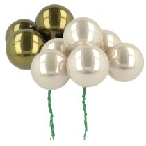 Artikel Weihnachtskugel Glas Spiegelbeeren Oliv Silber Ø40mm 32 St