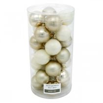 Artikel Christbaumkugel-Mix, Weihnachtsdeko, Mini-Baumschmuck Weiß/Perlmutt H4,5cm Ø4cm Echtglas 24 St