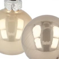 Artikel Christbaumkugeln, Mini-Baumkugeln, Weihnachtsschmuck-Mix Beige/Perlmutt H4,5cm Ø4cm Echtglas 24 St