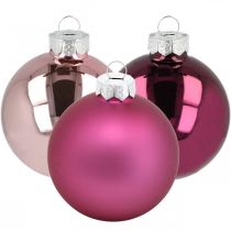 Artikel Weihnachtskugel, Christbaumschmuck, Baumkugeln Violett H6,5cm Ø6cm Echtglas 24 St