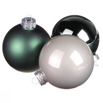 Artikel Weihnachtskugeln Grün Grau Glaskugeln Ø7,5cm 12 St
