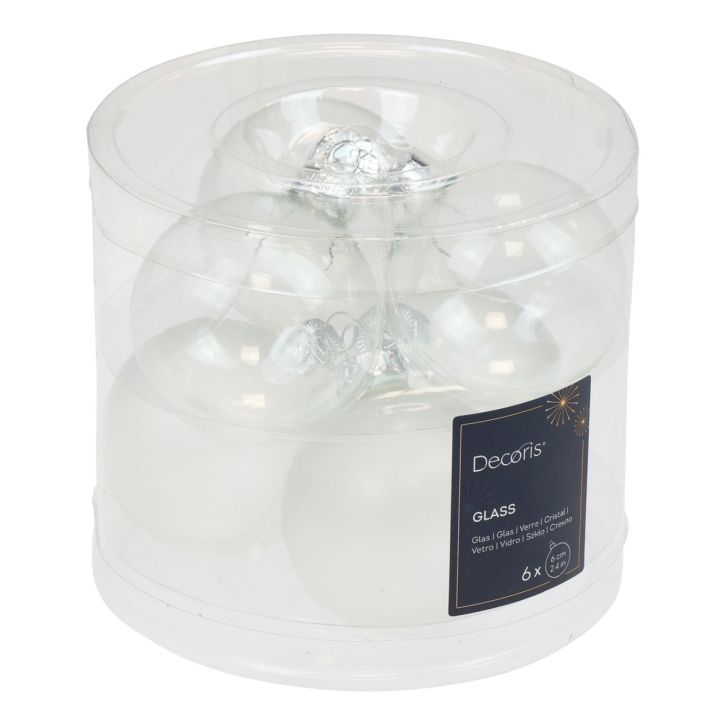 Artikel Weihnachtskugeln Glas Klar Opak Christbaumkugeln Ø6cm 6 St