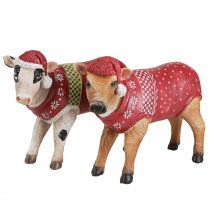 Artikel Weihnachtskuh Deko Kuh mit Mütze Weiß Braun L15,5cm 2 St