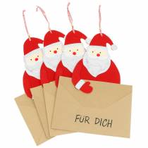 Artikel Deko-Hänger Geschenktasche Weihnachtsmann mit Briefumschlag „Für Dich“ L46,5cm Ø25cm 4St