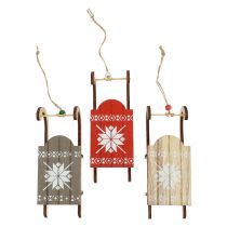 Artikel Weihnachtsschlitten Deko Schlitten Holz 16x6x5cm 3St