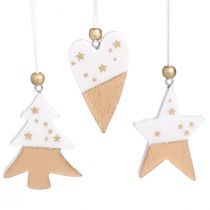 Artikel Weihnachtsschmuck Holz Stern Baum Herz 6,5–7cm 6 St