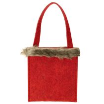 Artikel Weihnachtstasche Rot mit Fell 15,5cm x 18cm 3 St