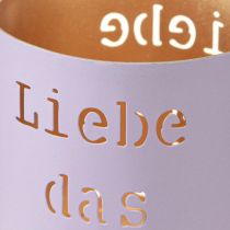 Artikel Windlicht „Liebe das Leben“ Violett Pastell Ø9cm H10cm 4St