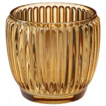 Artikel Windlicht Orange Kerzenhalter Glas Retro Ø7cm H7cm 6 St