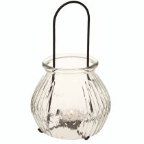 Artikel Windlicht Teelichthalter Glas Metall Klar Schwarz Ø14,5cm