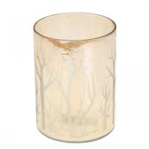 Artikel Windlicht Glas Deko Bäume Braun Teelichtglas Ø9,5cm H13,5cm