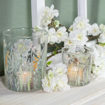 Artikel Teelichthalter Glas Blumenmuster für romantisches Ambiente Windlicht Wohnzimmer Dekoration 8cm 4St