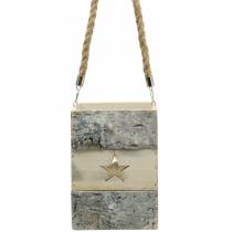 Artikel Windlicht Birkenholz mit Henkel 14,5cm x 14,5cm H20cm