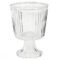 Artikel Windlichtglas Pokal geriffelt Glas Deko Ø11,5cm H15cm