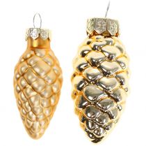 Artikel Zapfen Mix aus Glas Gold 5cm 14 St