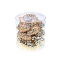 Artikel Zapfen Mix aus Glas Gold 5cm 14 St