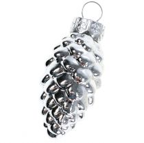 Artikel Zapfen Mix aus Glas Silber 5cm 14 St