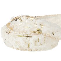 Artikel Band mit Fell Dekoband Creme Gold Kunstfell 25mm 15m