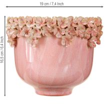 Artikel Blumentopf Keramik mit Blütenrand Rosa Ø19cm H16,5cm