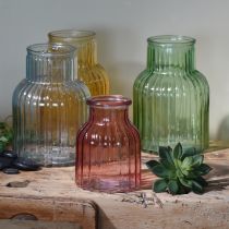 Artikel Blumenvase Retro Grün Glasvase Rillen Ø13,5cm H20cm