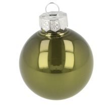 Artikel Baumkugeln Mini-Weihnachtskugeln Glas Grün Silber 4cm 24 St