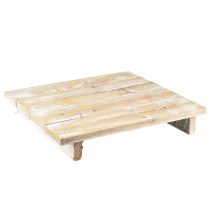 Artikel Deko Tablett mit Füßen Braun Weiß Shabby Chic 30x30cm