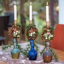 Artikel Deko Vase Keramik Blau Grün Braun Ø8cm H18,5cm 3St