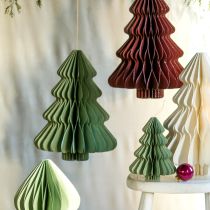 Artikel Dekohänger Papier Baum Weihnachten Mint Silber H40cm 2St