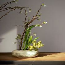 Artikel Dekoschale oval Flache Keramikschale Creme Graugrün 19×14×5cm